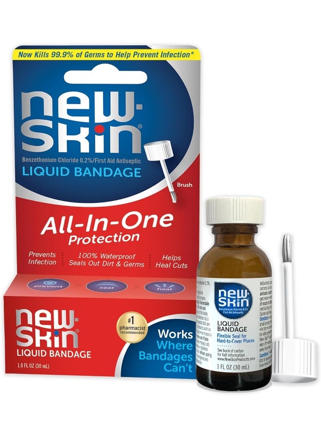 New-Skin Liquid Bandage, 1 Ounce - Liquid Bandage for Hard-to-Cover Cuts Scrapes Wounds Calluses and Dry Cracked Skin - Image 1